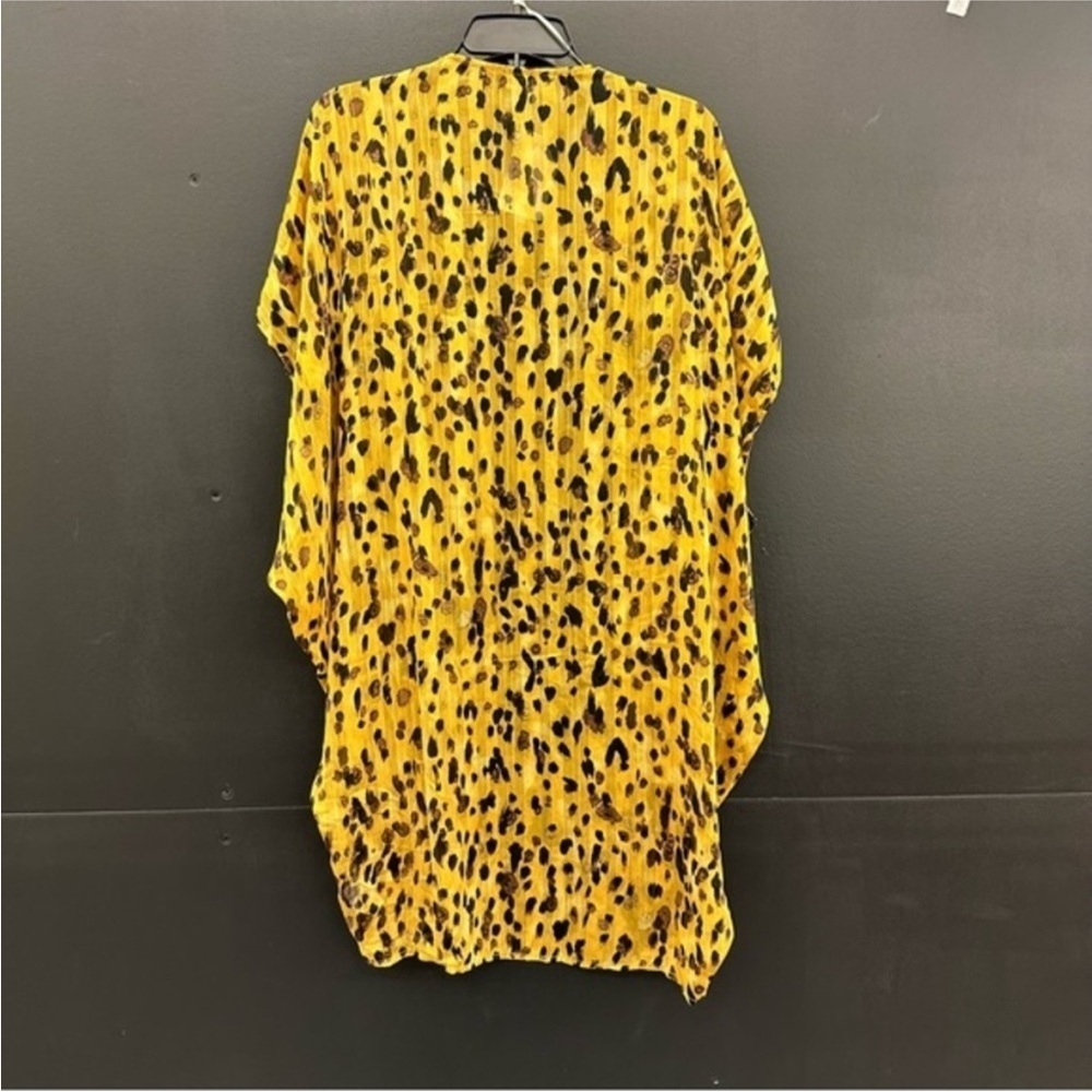 Umgee Yellow Leopard Print Kimono S/M